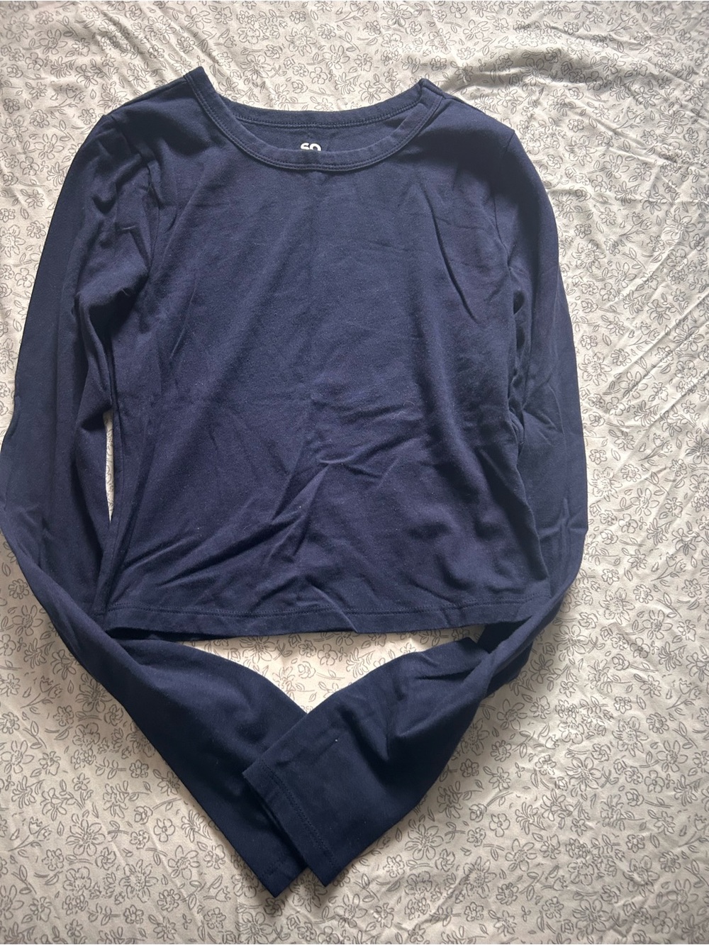 SO Navy Long Sleeve Crewneck Top